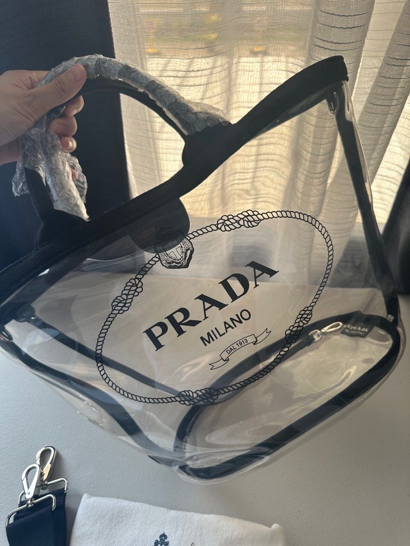 Prada Clear tote bag with strap and dust bag (Category: Luxury Bags & Wallets) located in San Fernando. Submitted by AuthenticFindsbylei (Listing ID 1236067805, Image 2). Description: Very good condition. Rare to find prada bag.