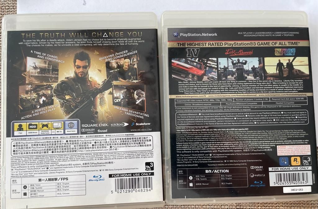 PS3 games (Category: PlayStation) located in Singapore. Submitted by gg0501 (Listing ID 1236098721, Image 2). Description: DEUS EX (HUMAN REVOLUTION & gRAND tHEF aUTO cITY . IF take both $30.