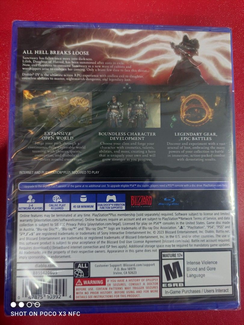 Ps4/PS5 DIABLO IV 6 (R1) (Category: PlayStation) located in Makati City. Submitted by yomyom_onlineshop (Listing ID 1236162373, Image 2). Description: For Sale Only Brandnew Sealed No To trade/SWAP Delivery within the day Taguig Market Market Can book Via lalamove Less Time Less Effort Cod,Gcash,Banktransfer.