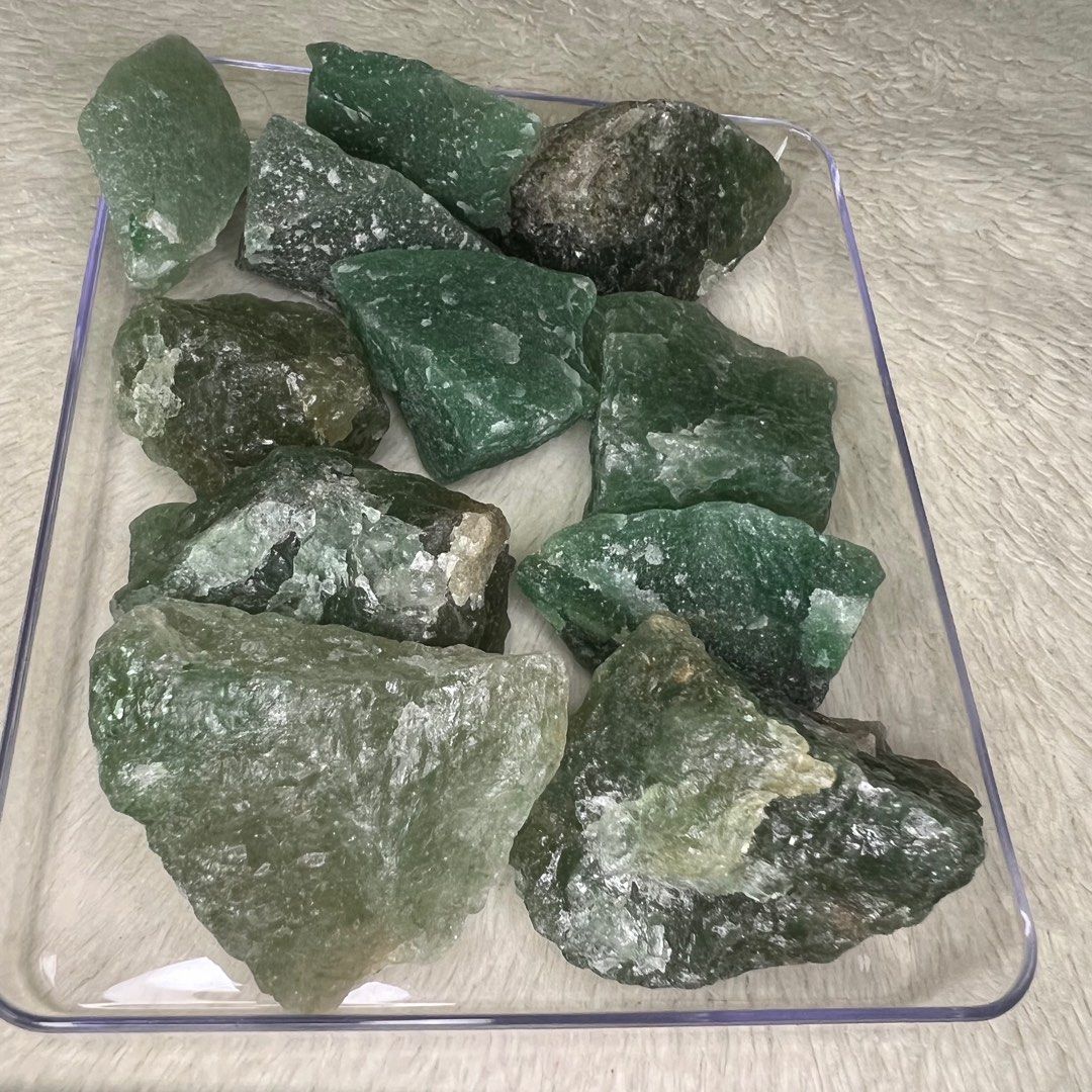raw green strawberry quartz crystal stone