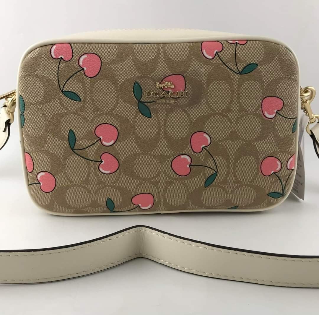 Coach Jamie Camera Bag in Signature Canvas with Heart Cherry Print