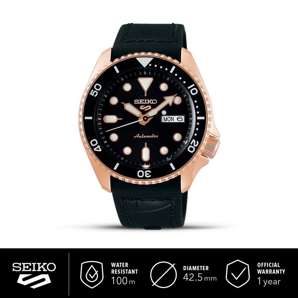 SEIKO Men Watch 5 Sports SRPD76K1 Automatic Black Dial Leather