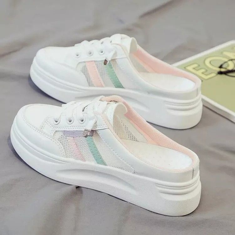 sepatu sneakers wanita cewek slip on mesh breathable korea fashion