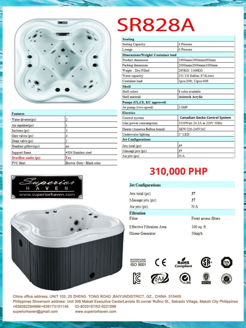 SH Outdoor Jacuzzi Good for 4 pax Model828 on Carousell