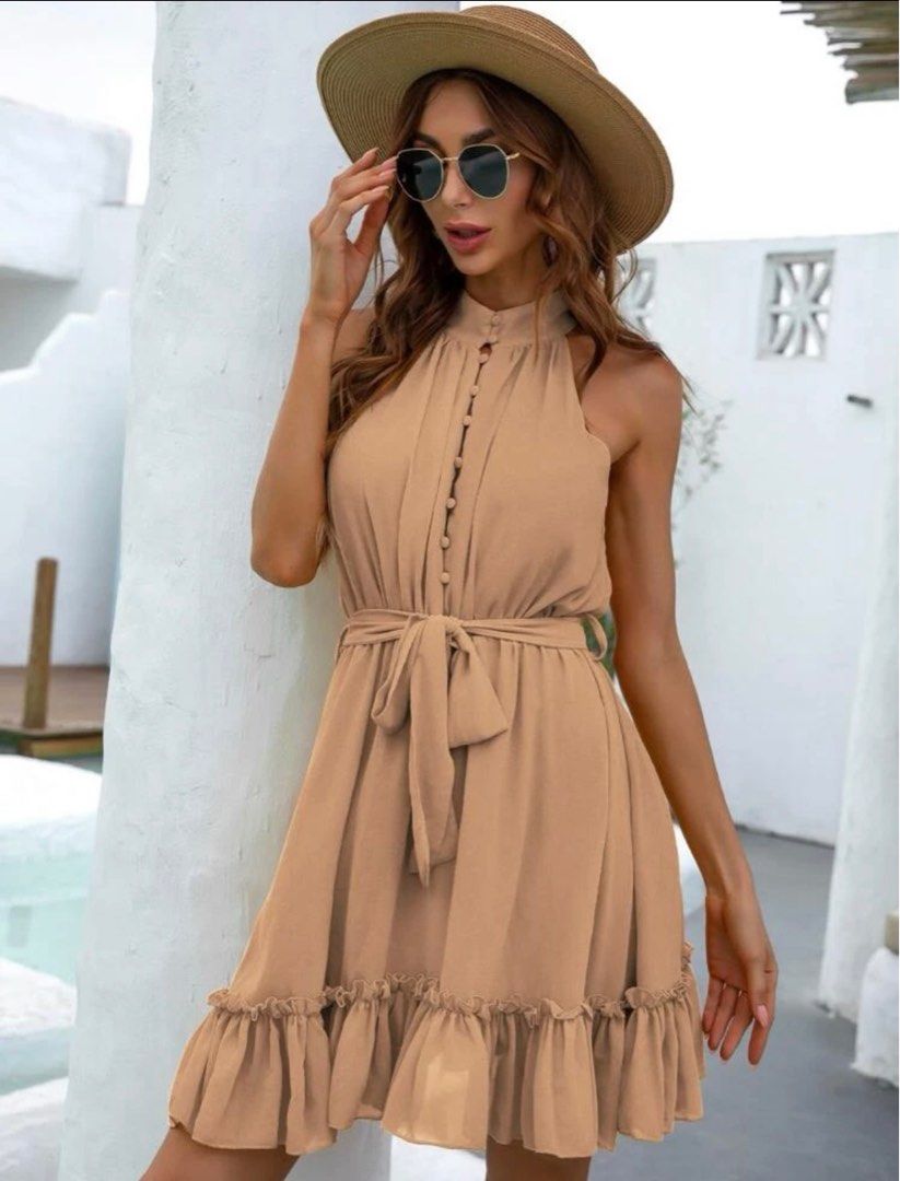 Shein Light Brown Halter Dress, Women's Fashion, Dresses & Sets, Evening dresses & gowns on Carousell Shein Light Brown Halter Dress, Women's Fashion, Dresses & Sets, Evening dresses & gowns on Carousell