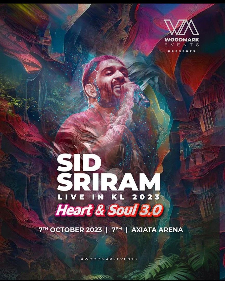 SID SRIRAM LIVE IN KL 2023HEART & SOUL 3.0 Concert Ticket, Tickets