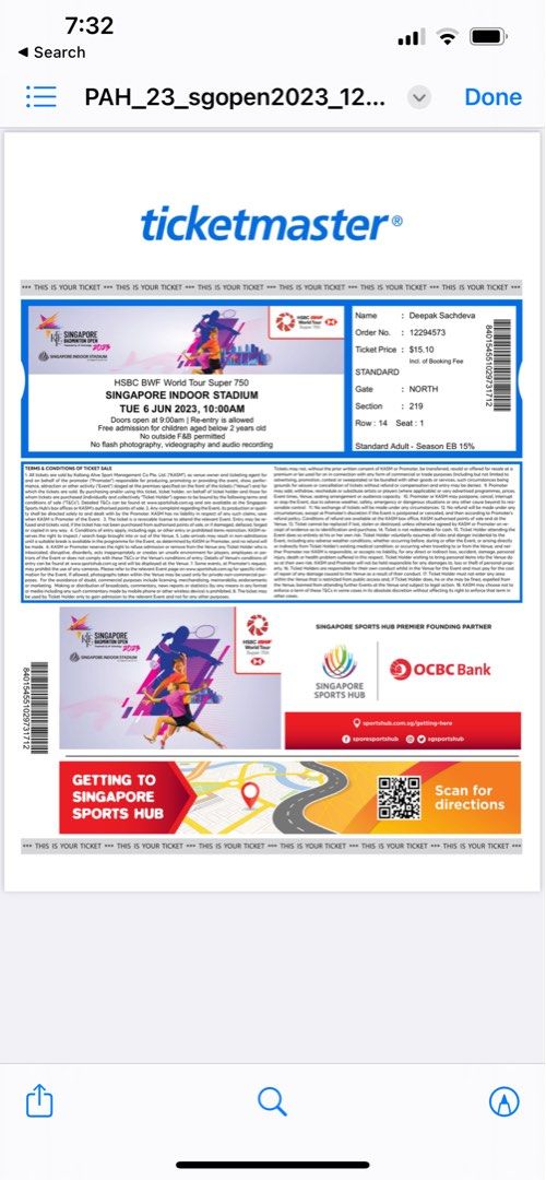 Singapore Open Badminton Tickets 2023, Tickets & Vouchers, Event