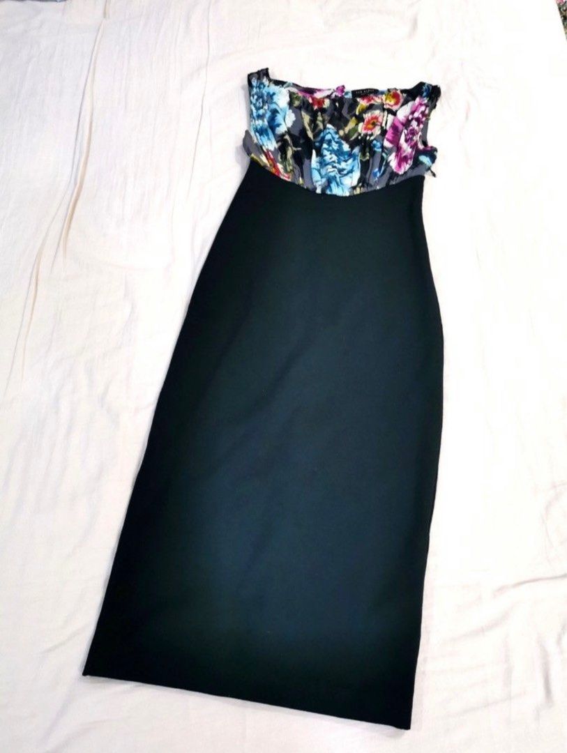 princess polly baby blue dress Ted Baker | Molma floral deatil dress in black