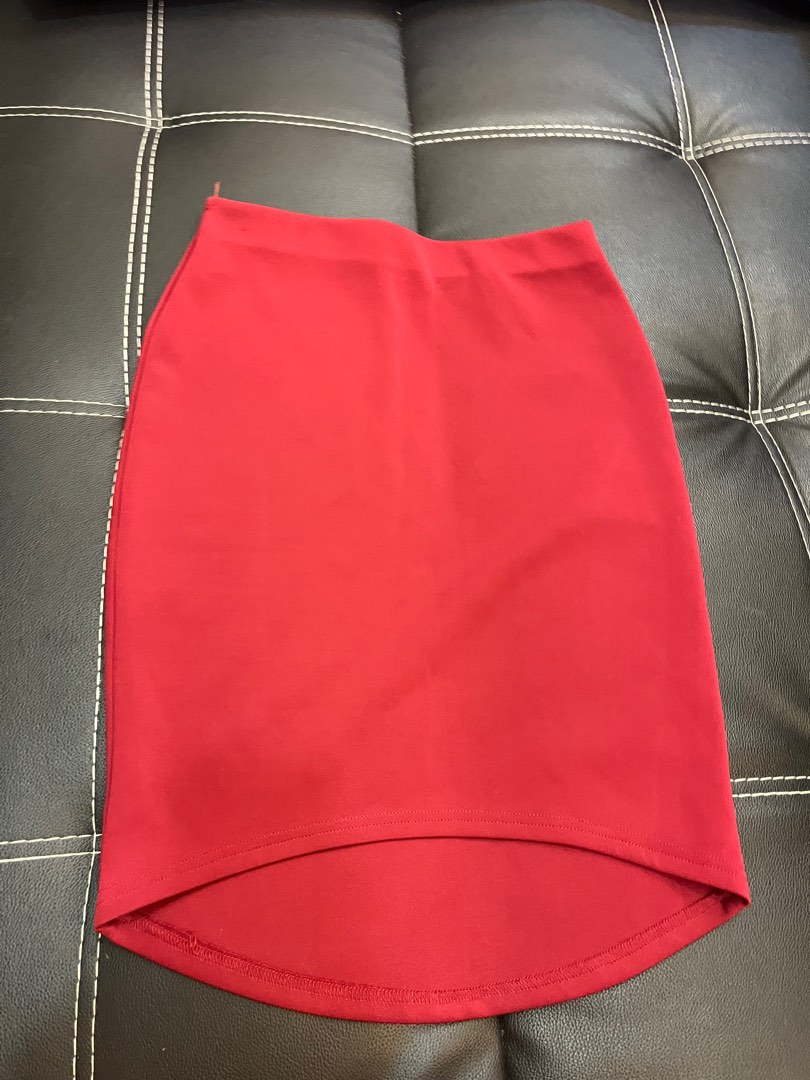Temt red pencil skirt, Women's Fashion, Bottoms, Skirts on Carousell