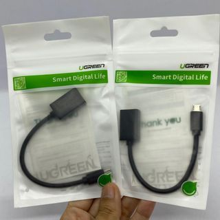 UGREEN Micro USB Male to USB A Female Cable with OTG Nickel Plating 15cm BLACK