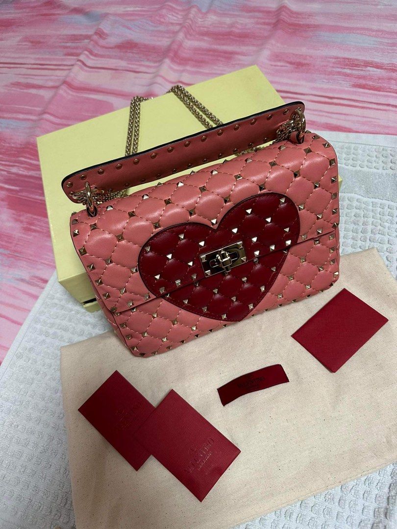 Valentino Garavani Heart Rockstud Spike Pink Shoulder Bag Luxury