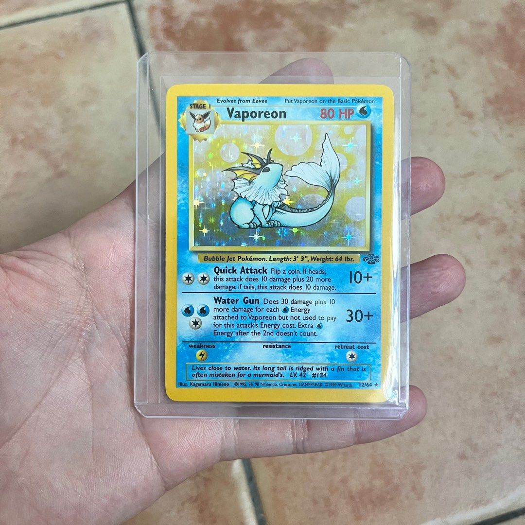 Vaporeon 12/64 Holo card classic, Hobbies & Toys, Toys & Games on Carousell