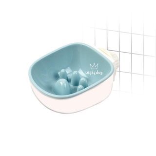 wikidog dog food water bowl hanging in blue