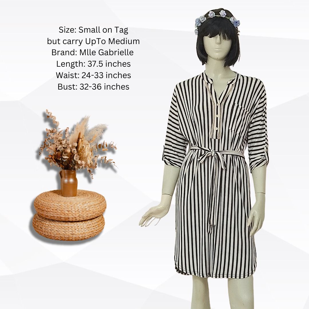 Women s Stylish Stripes Mlle Gabrielle V Neck Dress Women s