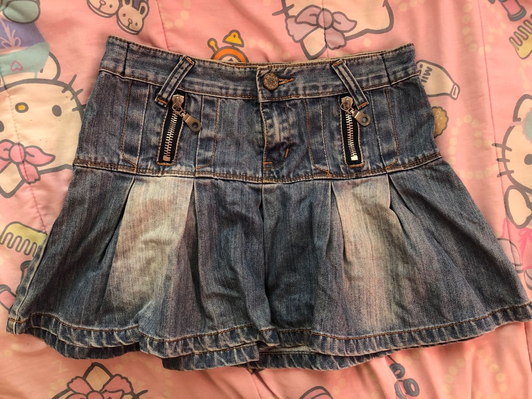 Denim ruffle sale mini skirt