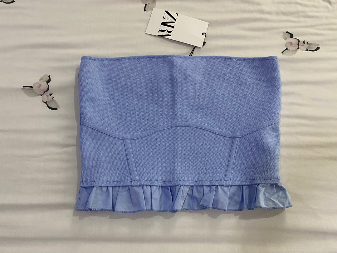 Zara Baby Blue Tube Top on Carousell