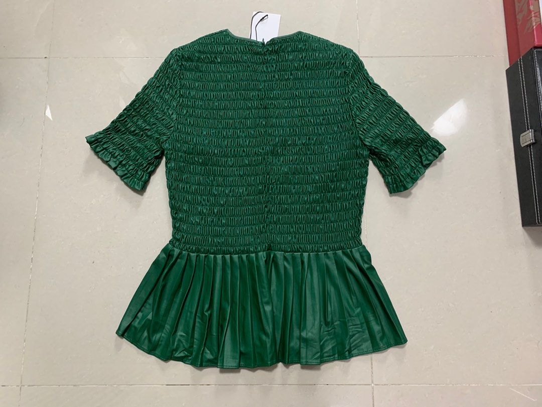 Zara green peplum top, Women's Fashion, Tops, Other Tops on Carousell