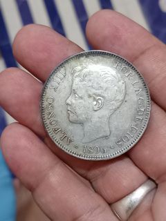 1896 5 pesetas Spain silver coin