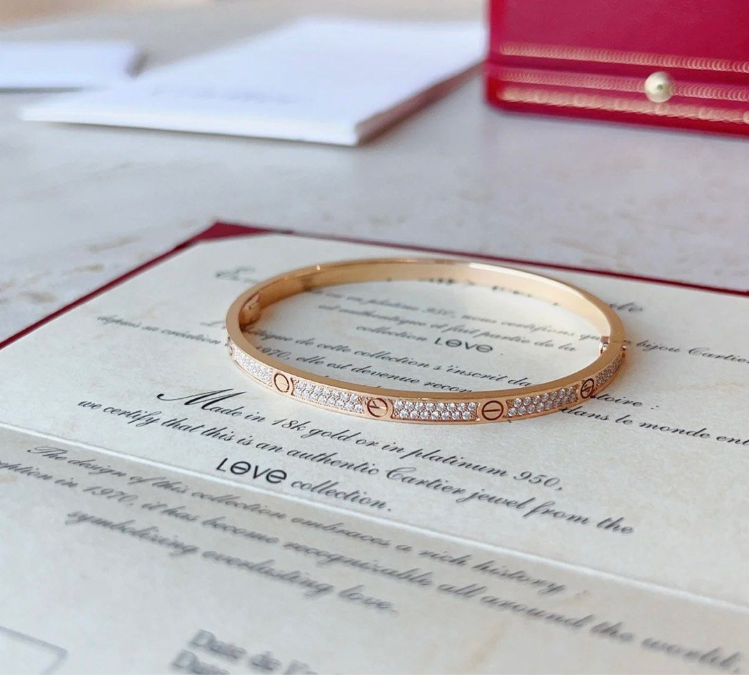 18K Cartier Love Bracelet SM Full Paved Diamonds Custom Luxury