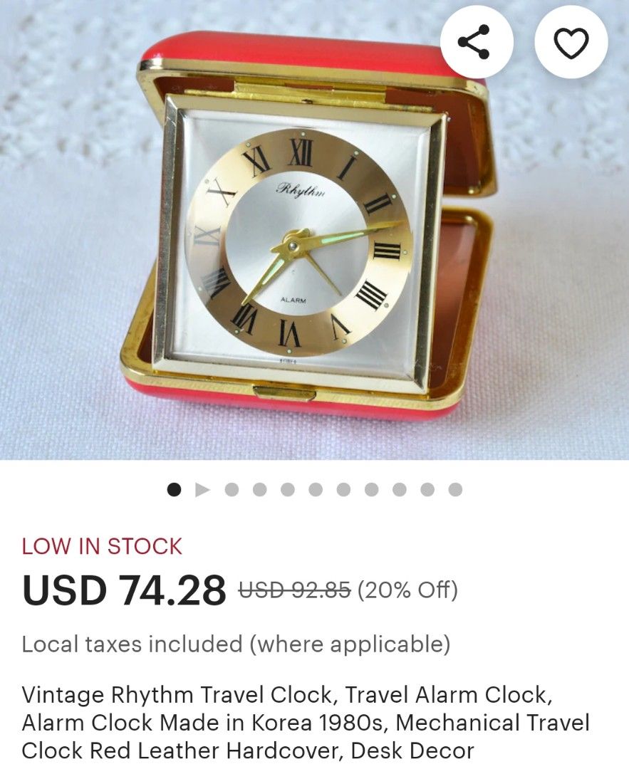 1970s Vintage Manual Wind Mechanical Travel Clock Desk Clock Working