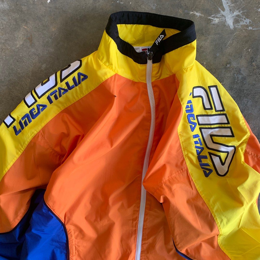 Yellow fila jacket windbreaker hotsell