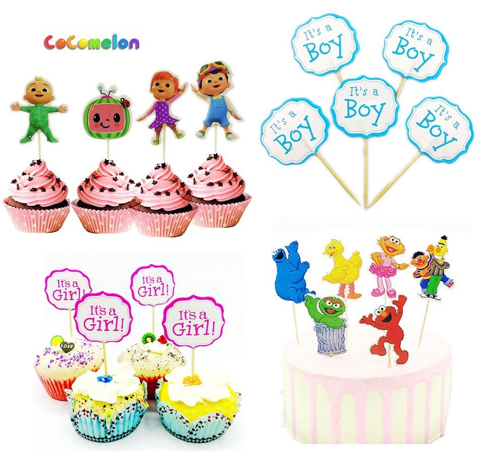 24PCS Pretty Fairy Cake Decorations Kids Birthday Party Cake Cupcake Toppers