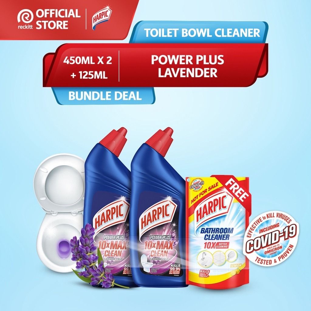 2 unit Harpic Toilet bowl Cleaner 500ml with FREE Harpic Bathroom