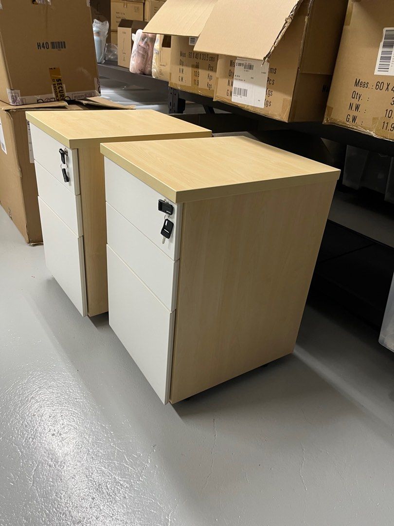 1x Office under desk drawers wood Scandinavian look, Furniture & Home