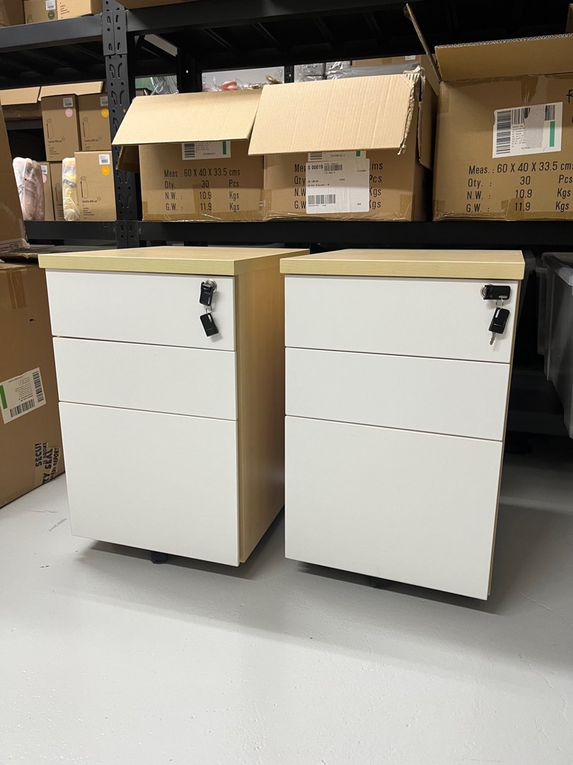 1x Office under desk drawers wood Scandinavian look, Furniture & Home