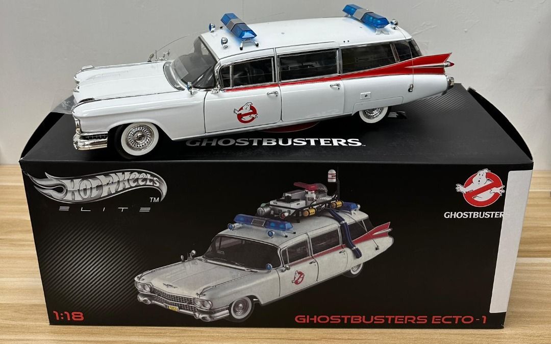 全新已拆封捉鬼敢死隊捉鬼車魔鬼剋星ECTO-1 Hot Wheels Elite 1/18