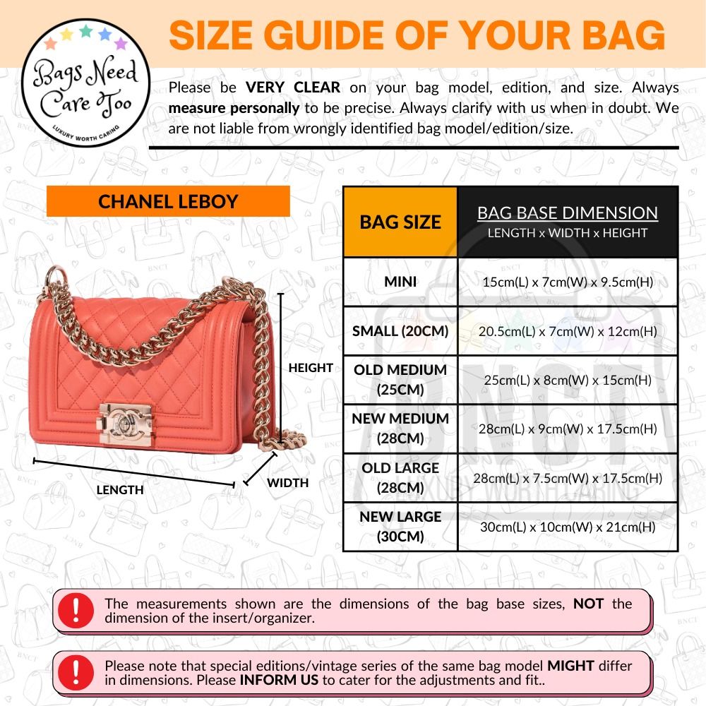 Size Guide Chanel Boy Bag Measurements Size Guide Chanel Flap Bag