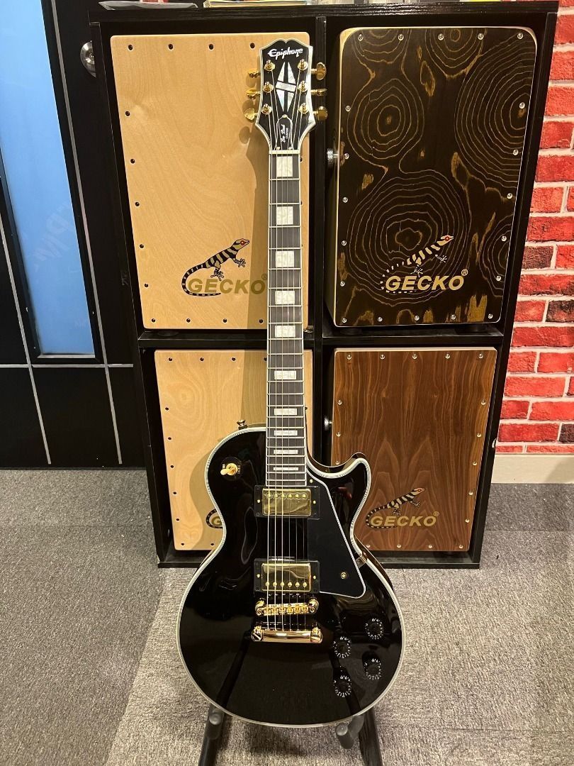 支持消費券* 全新Epiphone Les Paul Custom 電結他Ebony 黑色, 興趣及