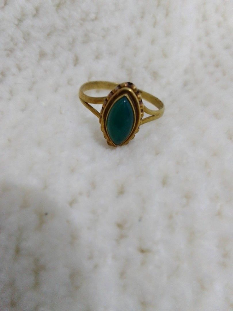 Accessories. Antique style ring (Category: Rings) located in Cavite. Submitted by dreamsky21 (Listing ID 1236327801, Image 3). Description: accessories only gold plated ring, antique style green stone materials unknown size 8.5 no markings bought in Japan surplus.