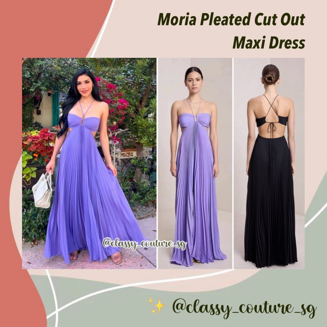 strapless open back dress Moira Satin Pleated Maxi Dress