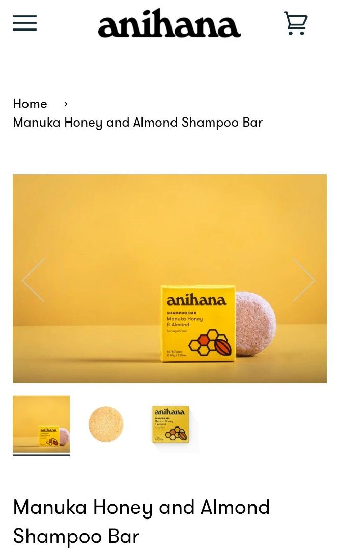 Anihana Manuka Honey and Almond Shampoo bar, Beauty & Personal Care