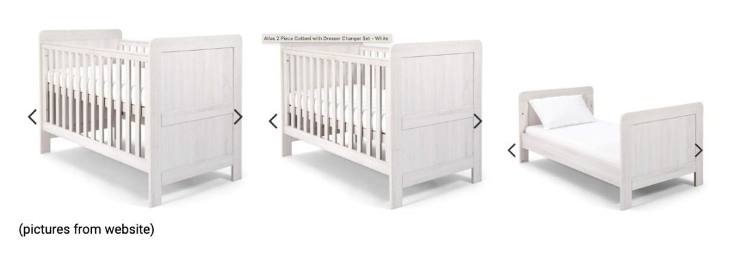 Atlas Cot Bed and Dresser Set Mama s and Papa s Furniture