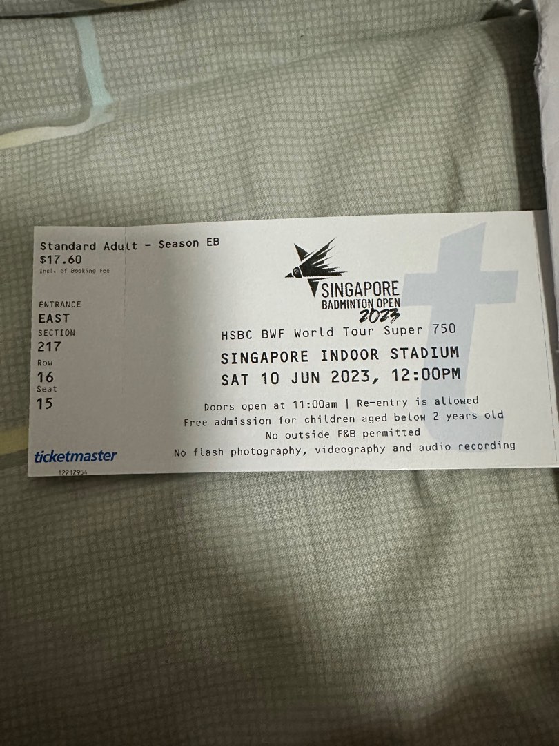 Badminton Singapore open 2023 tickets, Tickets & Vouchers, Event