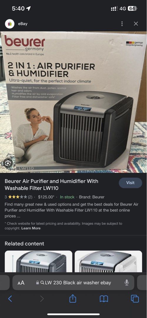 Beurer air purifier online and humidifier