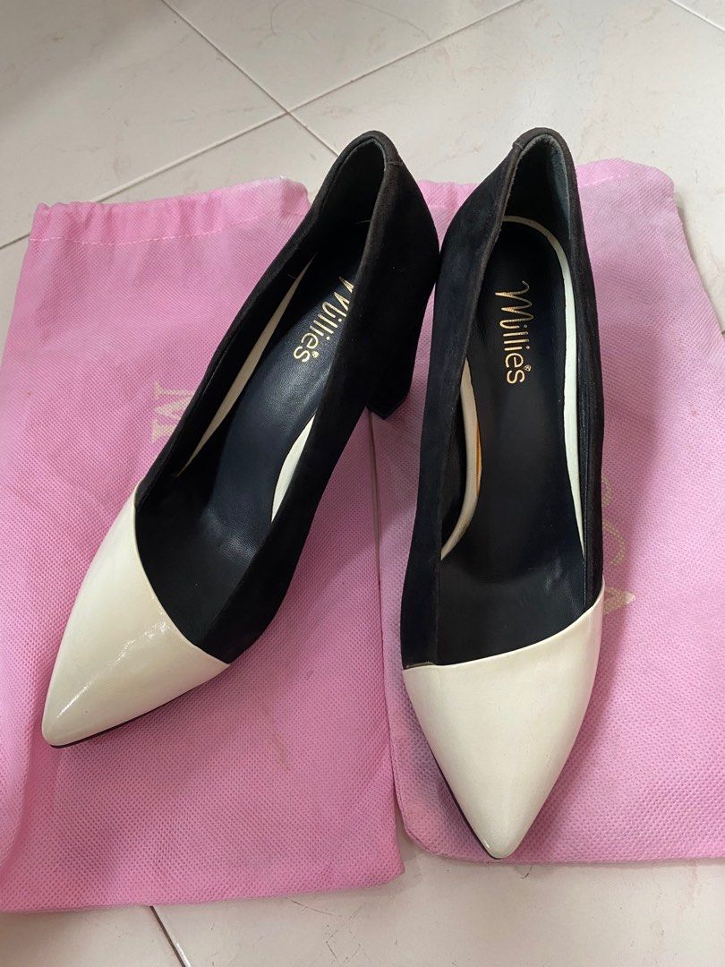 Black chunky heels office work shoes