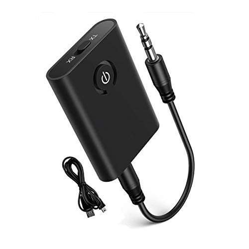 Bluetooth 5.0 Transmitter Receiver 2 in 1 Wireless 3.5mm Audio Bluetooth Adapter 2 Devices Simultaneously for TV Home Sound System Car Portable Noise Reduction Low Latency Bluetooth Transmitter 1 Comp...