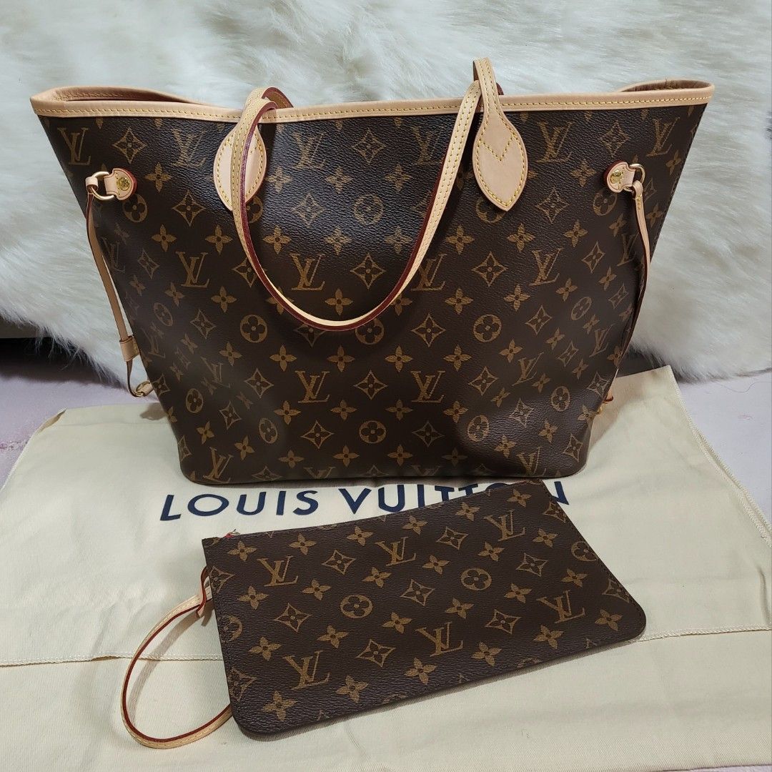Louis Vuitton Neverful mm Azur Tote Bag, Luxury, Bags & Wallets on Carousell