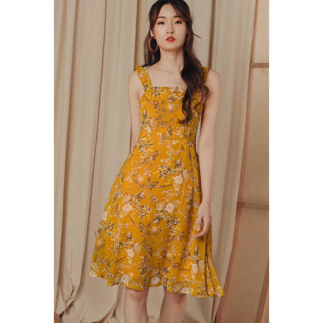 Chiffon mustard clearance dress