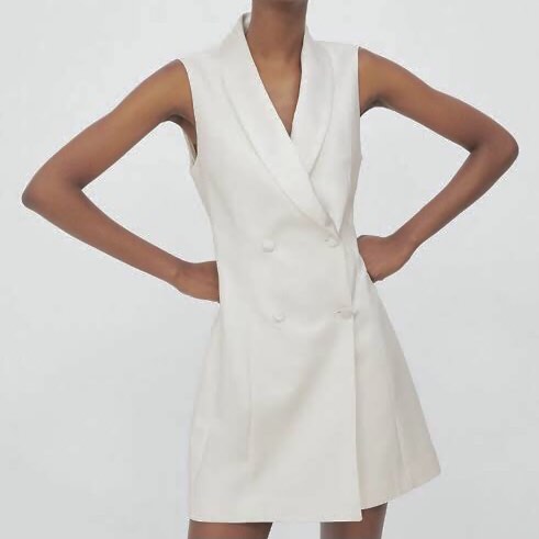 White sleeveless blazer dress zara clearance