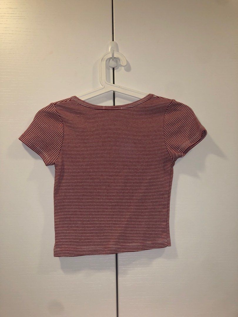 Brandy Melville Red Striped Button Up Caroline Top, Women's Fashion, Tops,  Shirts on Carousell