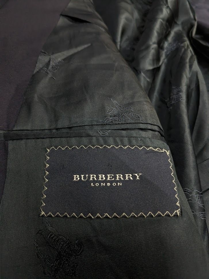 BURBERRY London VTG Blue Gold 2 Button Single Vent Blazer Mens