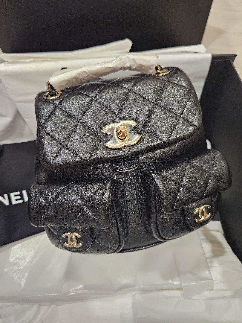 Chanel 23A Backpack Duma Mini Black, Luxury, Bags & Wallets on Carousell