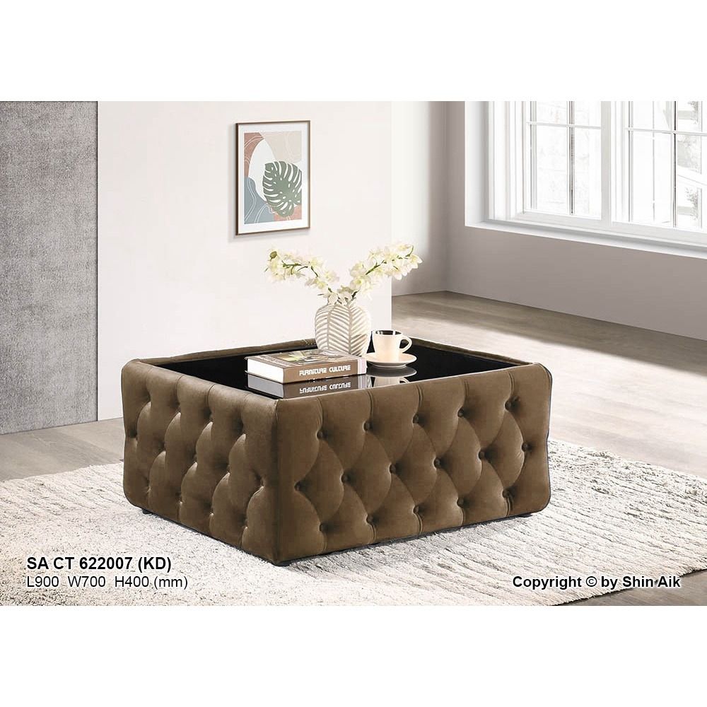 Chesterfield coffee table with glass top deals