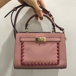 Coach Mini Lane Pink Whipstitch| free fossil sunglasses two way top handle sling