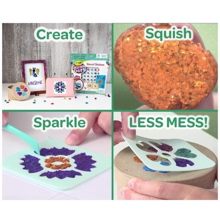 Crayola Glitter Dots Stencil Stickers Craft Kit, Hobbies & Toys ...