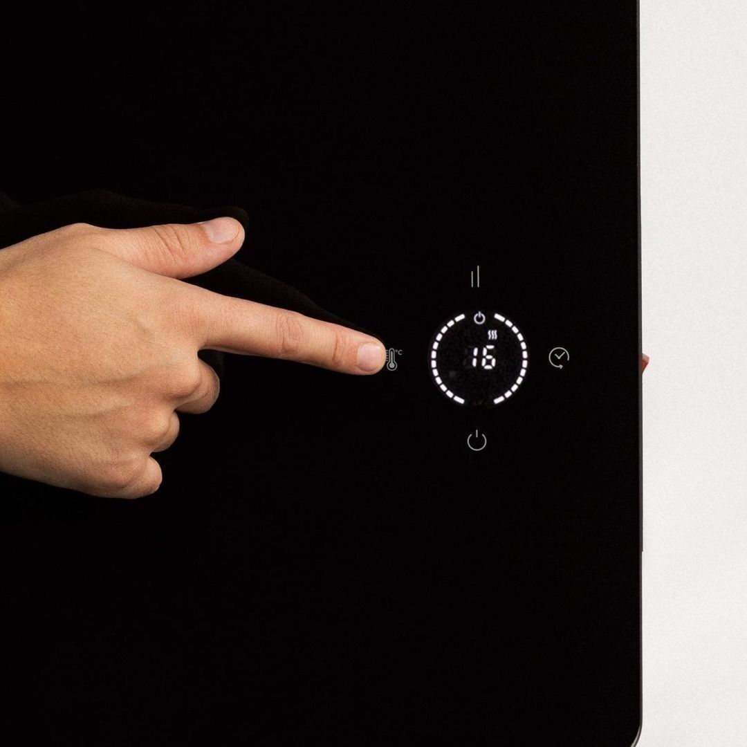 CREATE Warm Towel Crystal/Double Hanger / LED Display / App Connectivity /  IP34 - Electric Towel Rail Made of 1 mm Glass with WiFi u0026 Remote Control /  600 W - Black,